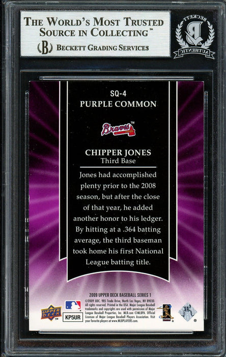 Chipper Jones Autographed 2009 Upper Deck Starquest Card #SQ-4 Atlanta Braves Beckett BAS #12750574 - RSA