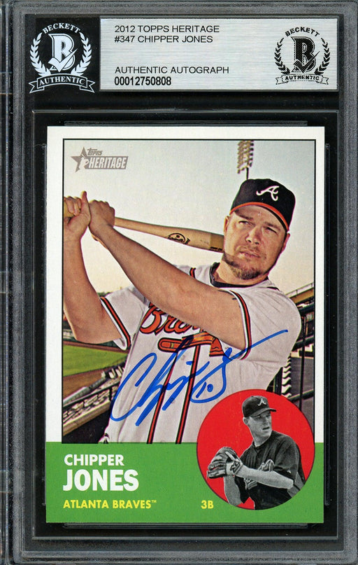Chipper Jones Autographed 2012 Topps Heritage Card #347 Atlanta Braves Beckett BAS #12750808 - RSA