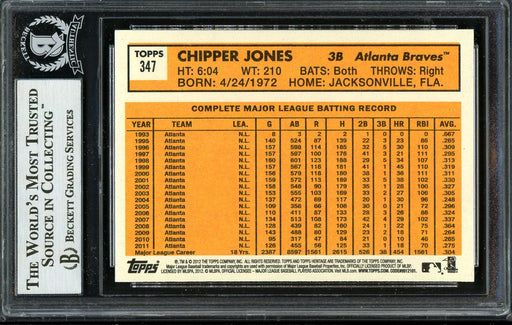 Chipper Jones Autographed 2012 Topps Heritage Card #347 Atlanta Braves Beckett BAS #12750808 - RSA