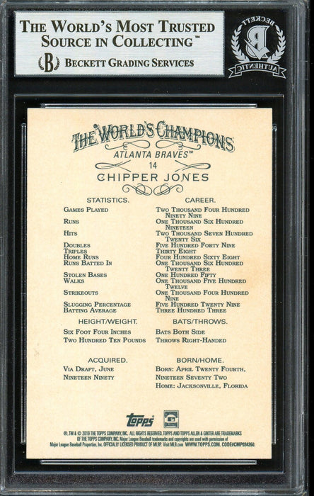 Chipper Jones Autographed 2019 Topps Allen & Ginter Black Card #14 Atlanta Braves Beckett BAS #12750843 - RSA