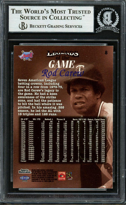 Rod Carew Autographed 1998 Fleer Sports Illustrated Card #8 Minnesota Twins Beckett BAS #12753968 - RSA