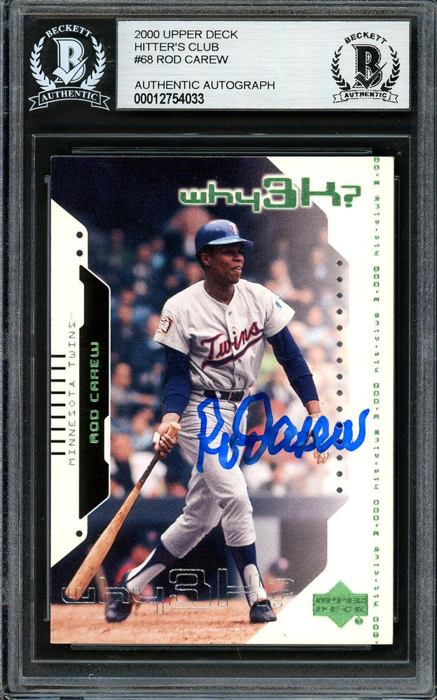 Rod Carew Autographed 2000 Upper Deck Hitters Club Card #68 Minnesota Twins Beckett BAS #12754033 - RSA