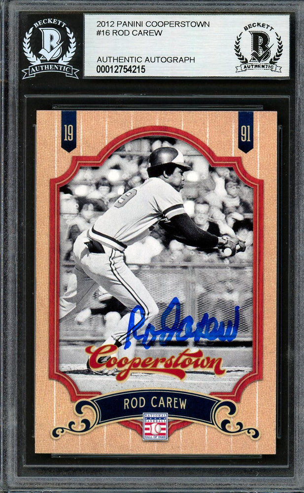 Rod Carew Autographed 2012 Panini Cooperstown Card #16 Minnesota Twins Beckett BAS #12754215 - RSA