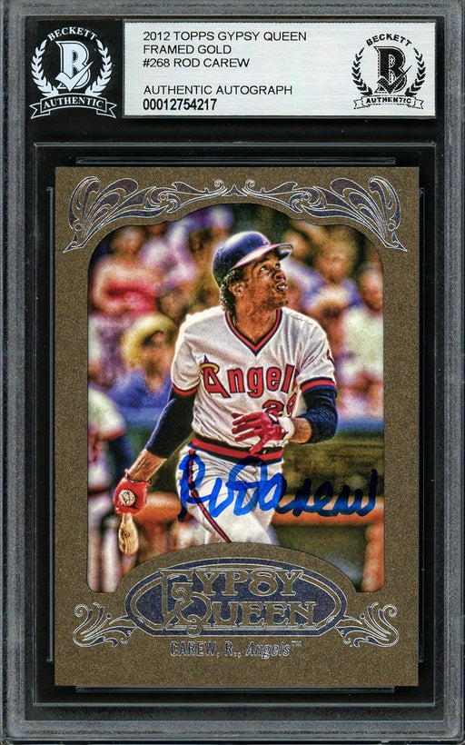 Rod Carew Autographed 2012 Topps Gypsy Queen Gold Frame Card #268 California Angels Beckett BAS #12754217 - RSA