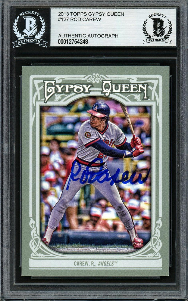 Rod Carew Autographed 2013 Topps Gypsy Queen Card #127 California Angels Beckett BAS #12754248 - RSA