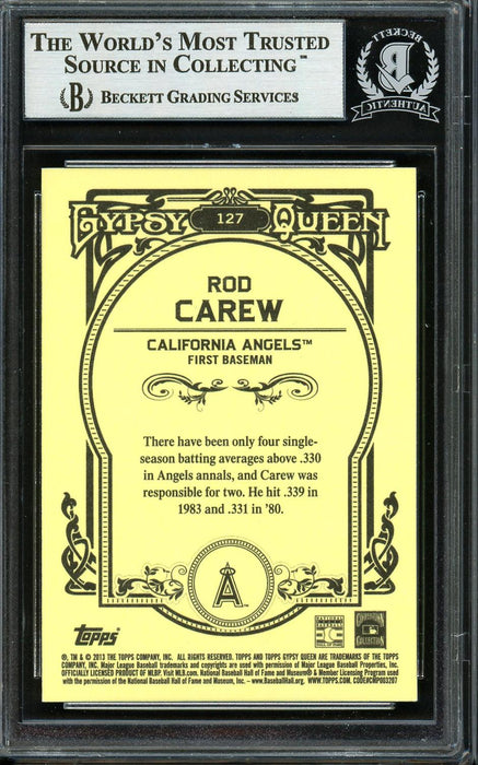Rod Carew Autographed 2013 Topps Gypsy Queen Card #127 California Angels Beckett BAS #12754248 - RSA