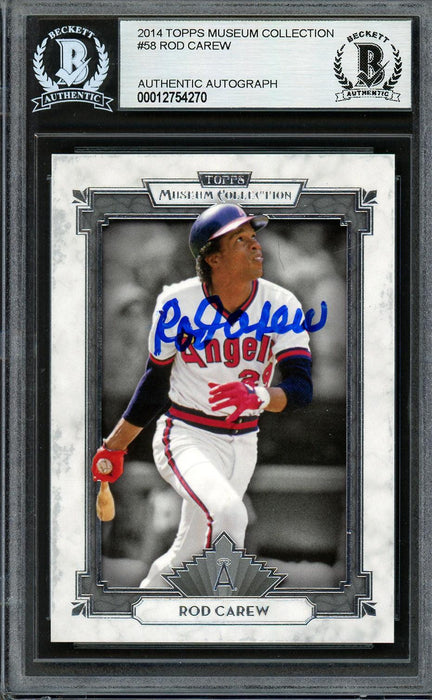 Rod Carew Autographed 2014 Topps Museum Collection Card #58 California Angels Beckett BAS #12754270 - RSA