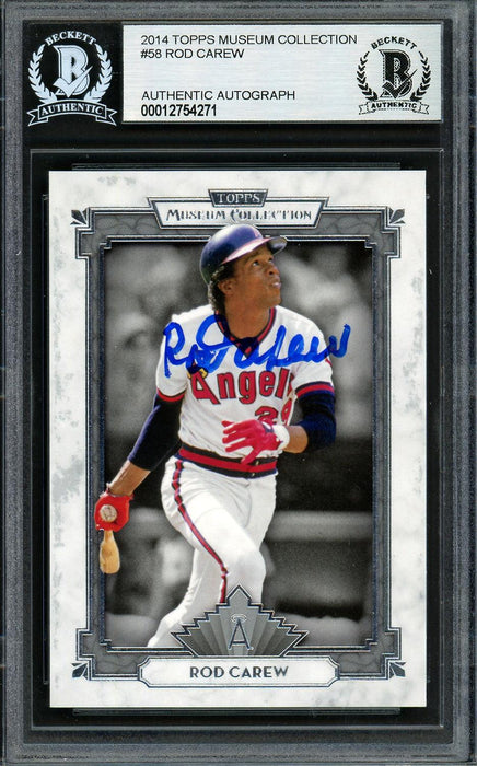 Rod Carew Autographed 2014 Topps Museum Collection Card #58 California Angels Beckett BAS #12754271 - RSA