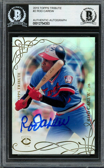 Rod Carew Autographed 2015 Topps Tribute Card #2 Minnesota Twins Beckett BAS #12754353 - RSA