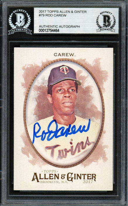 Rod Carew Autographed 2017 Topps Allen & Ginter Card #79 Minnesota Twins Beckett BAS #12754464 - RSA