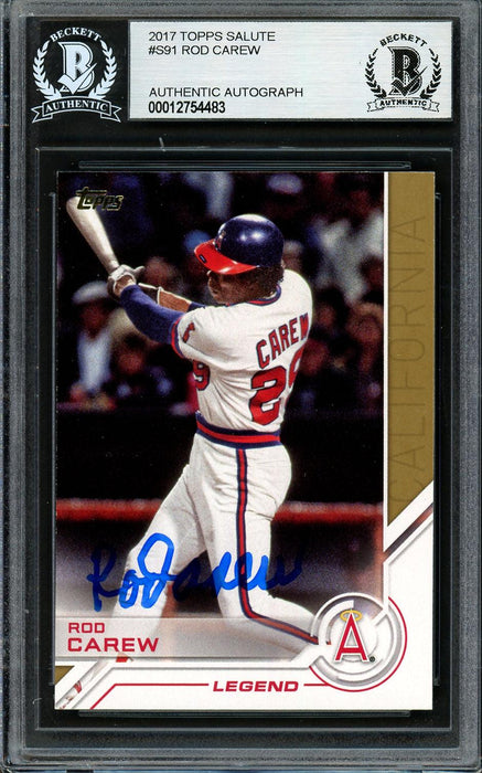 Rod Carew Autographed 2017 Topps Salute Card #S-91 California Angels Beckett BAS #12754483 - RSA