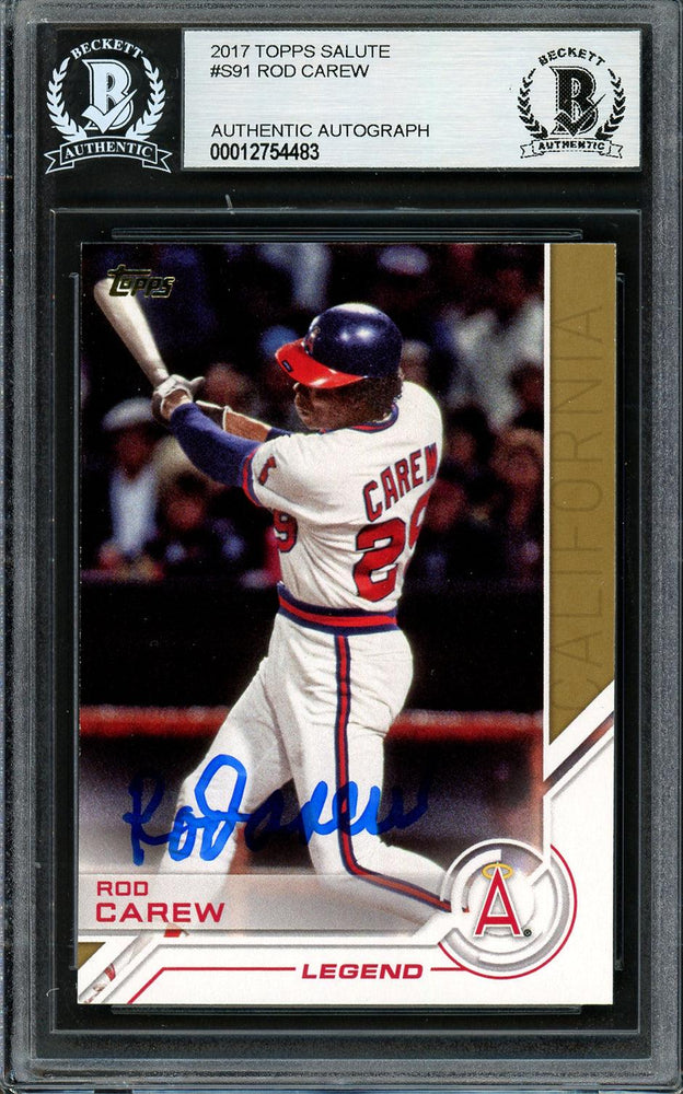 Rod Carew Autographed 2017 Topps Salute Card #S-91 California Angels Beckett BAS #12754483 - RSA
