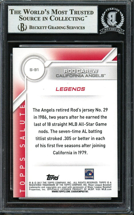 Rod Carew Autographed 2017 Topps Salute Card #S-91 California Angels Beckett BAS #12754483 - RSA