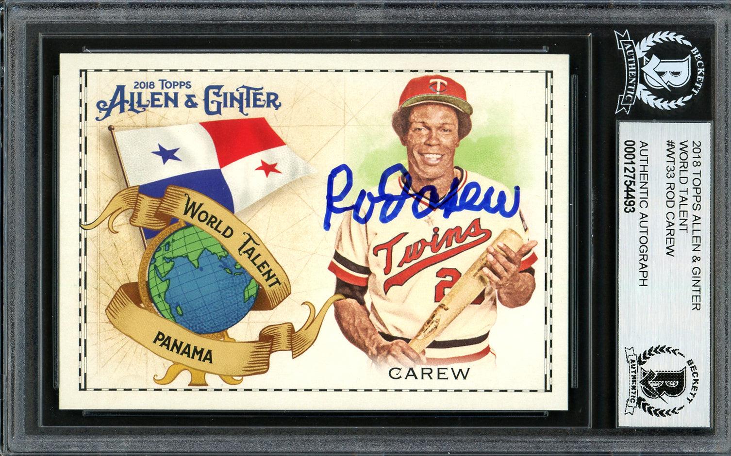 Rod Carew Autographed 2018 Topps Allen & Ginter World Talent Card #WT-33 Minnesota Twins Beckett BAS #12754493 - RSA