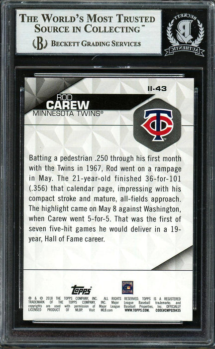 Rod Carew Autographed 2018 Topps Instant Impact Card #II-43 Minnesota Twins Beckett BAS #12754506 - RSA