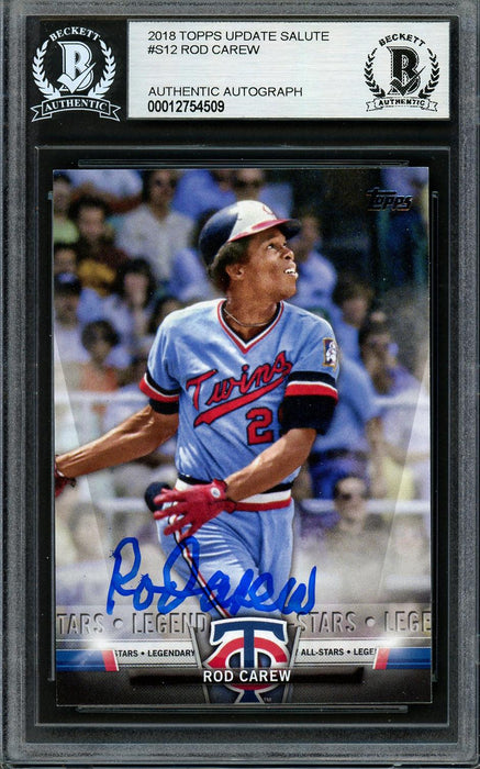 Rod Carew Autographed 2018 Topps Legendary All Stars Card #S-12 Minnesota Twins Beckett BAS #12754509 - RSA