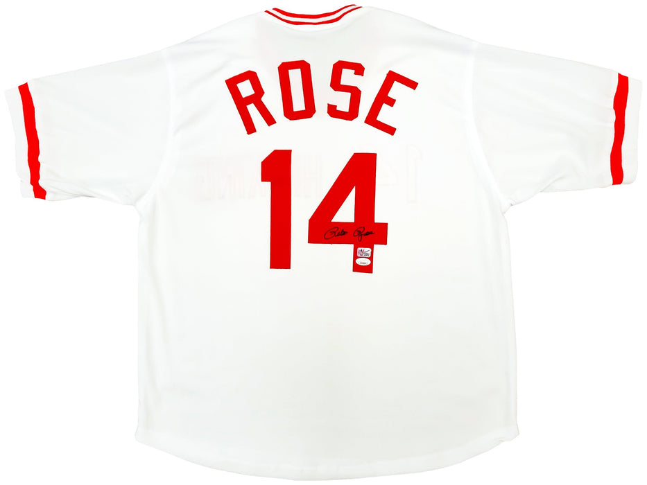 Cincinnati Reds Pete Rose Autographed White Jersey JSA Stock #202354 - RSA