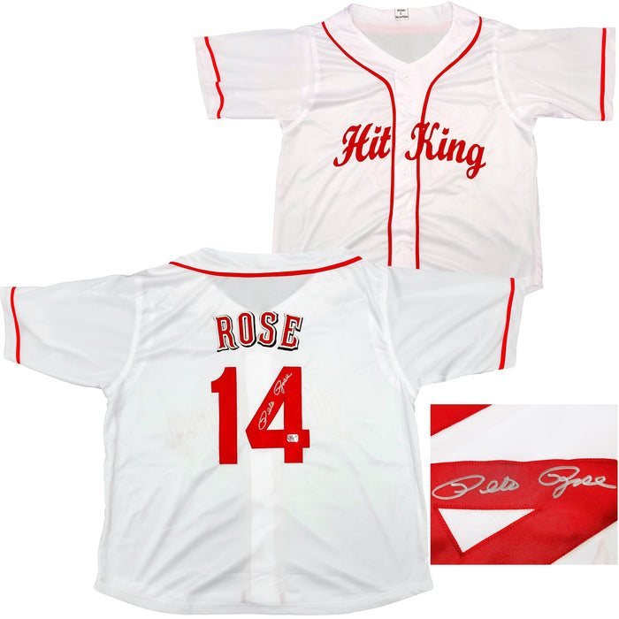 Cincinnati Reds Pete Rose Autographed White Jersey PR Holo Stock #202356 - RSA