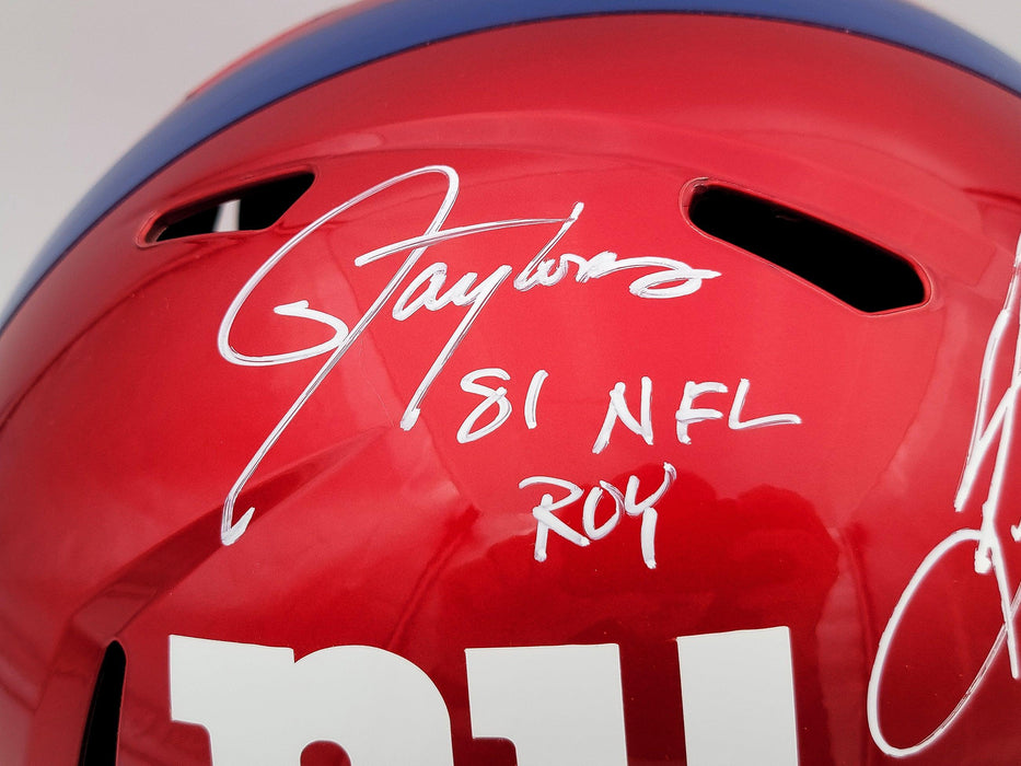 Lawrence Taylor & Saquon Barkley Autographed New York Giants Flash Red Full Size Replica Speed Helmet "NFL ROY" Beckett BAS QR Stock #202987 - RSA