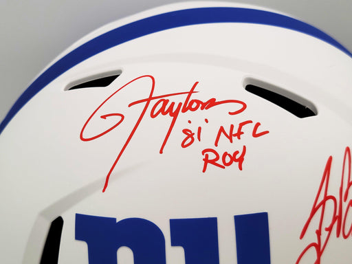 Lawrence Taylor & Saquon Barkley Autographed New York Giants Lunar Eclipse White Full Size Authentic Speed Helmet "NFL ROY" Beckett BAS QR Stock #202990 - RSA