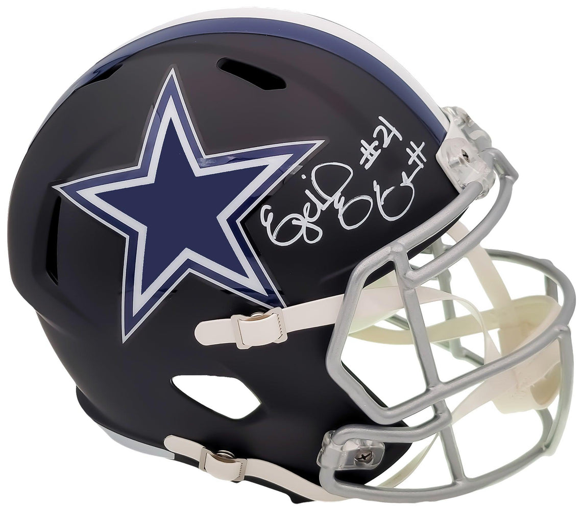 Ezekiel Elliott Autographed Dallas Cowboys Flat Matte Black Full Size Replica Speed Helmet Beckett BAS QR Stock #203005 - RSA