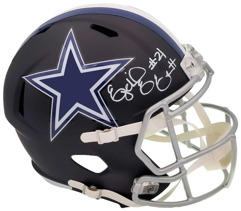 ezekiel elliott new football helmet Ezekiel Elliott Autographed Dallas Cowboys Flat Matte Black Full Size — RSA
