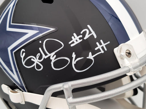 Ezekiel Elliott Autographed Dallas Cowboys Flat Matte Black Full Size Replica Speed Helmet Beckett BAS QR Stock #203005 - RSA