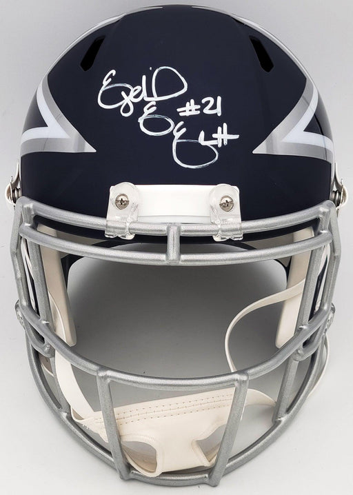Ezekiel Elliott Autographed Dallas Cowboys AMP Blue Full Size Replica Speed Helmet Beckett BAS QR Stock #203006 - RSA
