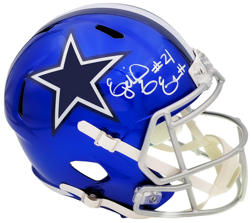 Ezekiel Elliott Autographed Dallas Cowboys Flash Blue Full Size Replica Speed Helmet Beckett BAS QR Stock #203008 - RSA