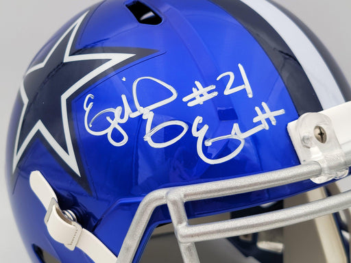 Ezekiel Elliott Autographed Dallas Cowboys Flash Blue Full Size Replica Speed Helmet Beckett BAS QR Stock #203008 - RSA