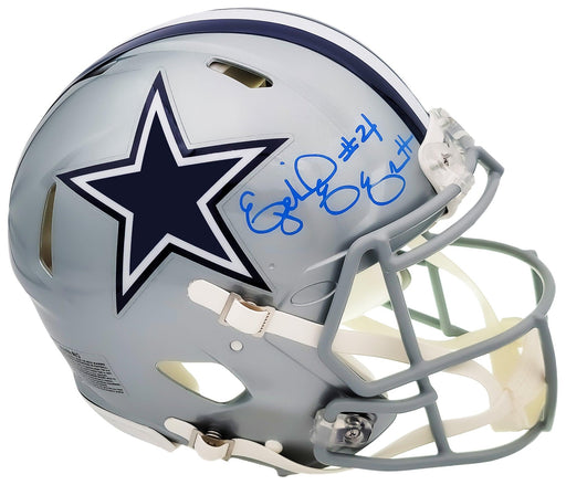 Ezekiel Elliott Autographed Dallas Cowboys Silver Full Size Authentic Speed Helmet Beckett BAS QR Stock #203010 - RSA