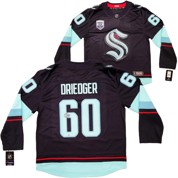 Seattle Kraken Chris Driedger Autographed Navy Fanatics Breakaway Jersey Size XL Fanatics Holo Stock #203037 - RSA