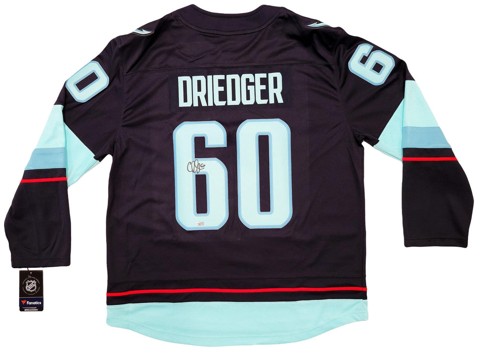 Seattle Kraken Chris Driedger Autographed Navy Fanatics Breakaway Jersey Size XL Fanatics Holo Stock #203037 - RSA