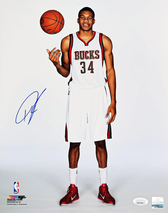 Giannis Antetokounmpo Autographed 11x14 Photo Milwaukee Bucks JSA Stock #203026 - RSA