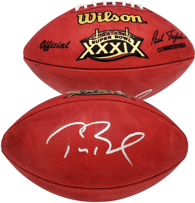 Tom Brady Autographed Official NFL Leather SB XXXIX Logo Football New England Patriots Fanatics Holo Stock #202895 - RSA