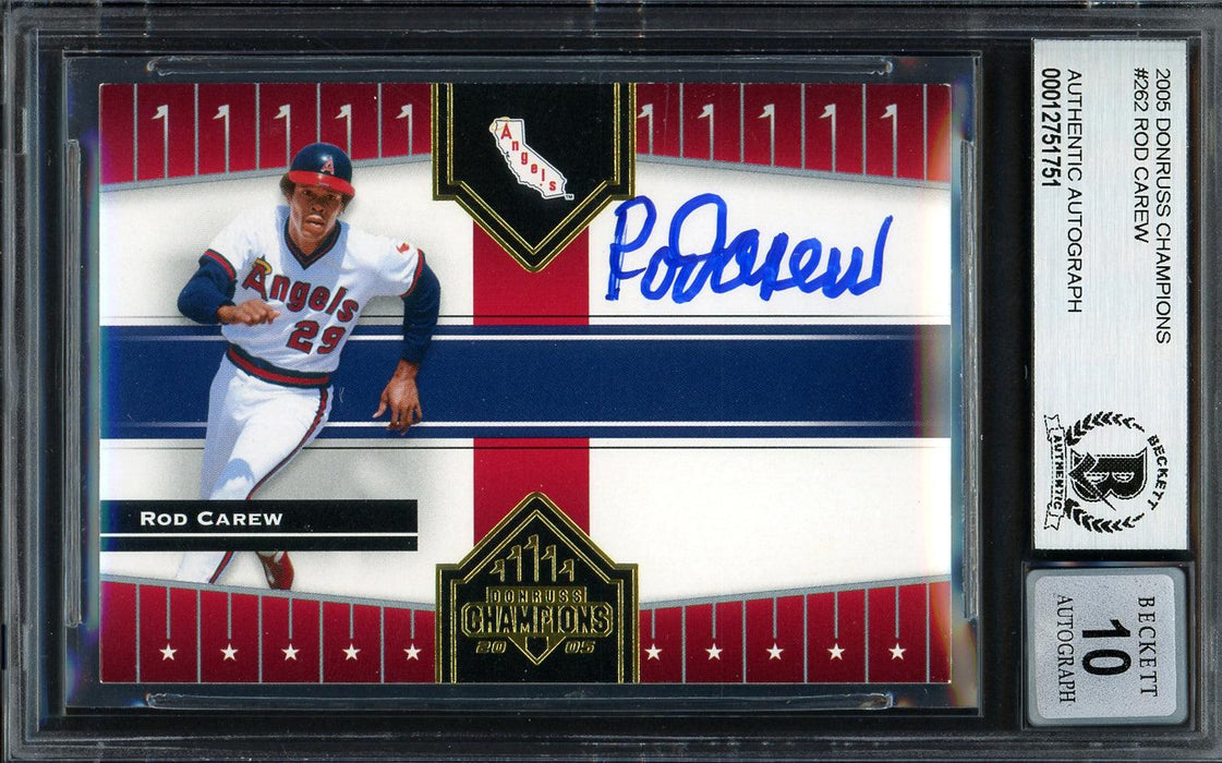Rod Carew Autographed 2005 Donruss Champions Card #262 California Angels Auto Grade Gem Mint 10 Beckett BAS #12751751 - RSA