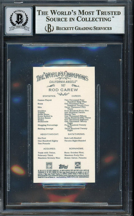 Rod Carew Autographed 2013 Topps Allen & Ginter Mini Card #167 California Angels Auto Grade Gem Mint 10 Beckett BAS #12751914 - RSA