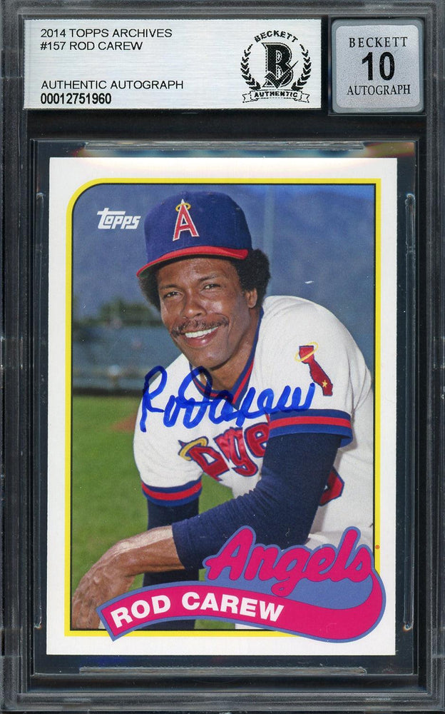 Rod Carew Autographed 2014 Topps Archives Card #157 California Angels Auto Grade Gem Mint 10 Beckett BAS #12751960 - RSA