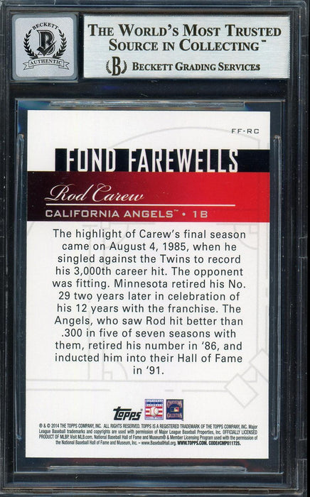 Rod Carew Autographed 2014 Topps Fond Farewells Card #FF-RC California Angels Auto Grade Gem Mint 10 Beckett BAS #12751963 - RSA