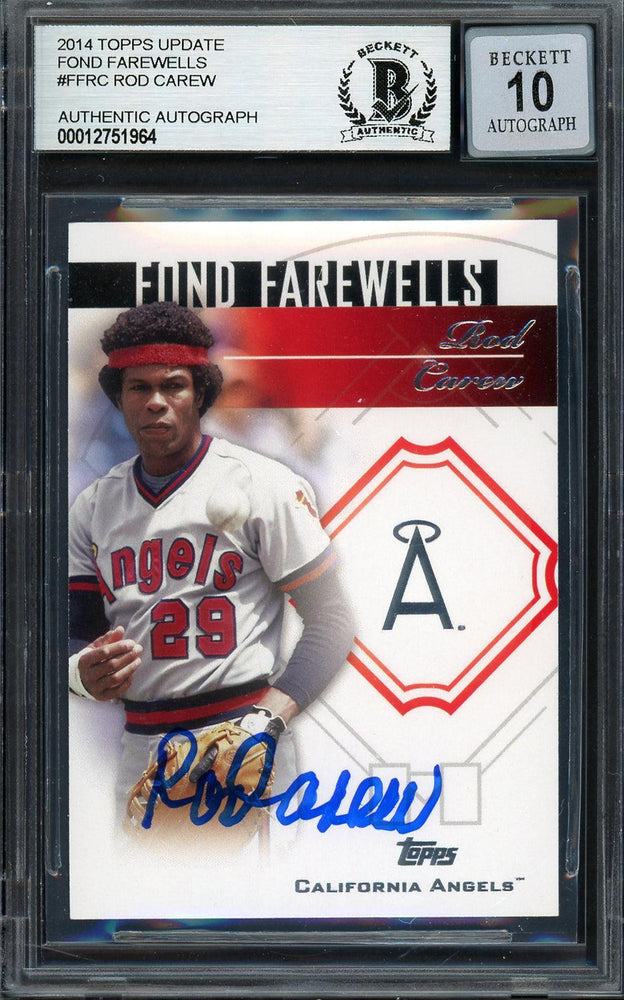 Rod Carew Autographed 2014 Topps Fond Farewells Card #FF-RC California Angels Auto Grade Gem Mint 10 Beckett BAS #12751964 - RSA