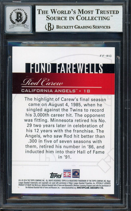 Rod Carew Autographed 2014 Topps Fond Farewells Card #FF-RC California Angels Auto Grade Gem Mint 10 Beckett BAS #12751964 - RSA