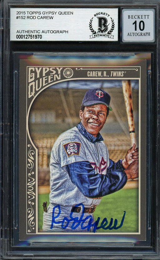 Rod Carew Autographed 2015 Topps Gypsy Queen Card #152 Minnesota Twins Auto Grade Gem Mint 10 Beckett BAS #12751970 - RSA
