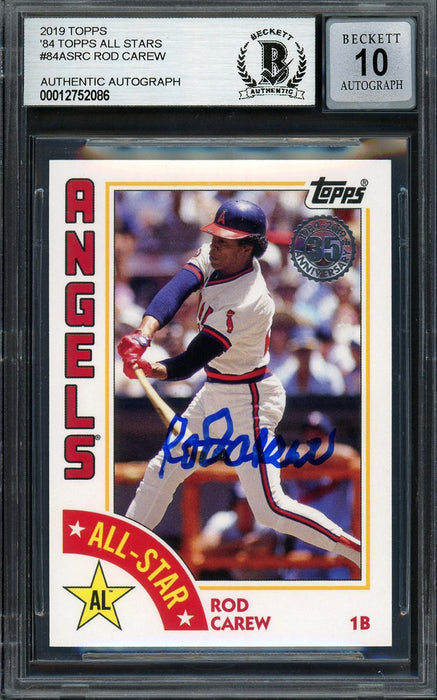 Rod Carew Autographed 2019 Topps 1984 Card #84AS-RC California Angels Auto Grade Gem Mint 10 Beckett BAS #12752086 - RSA