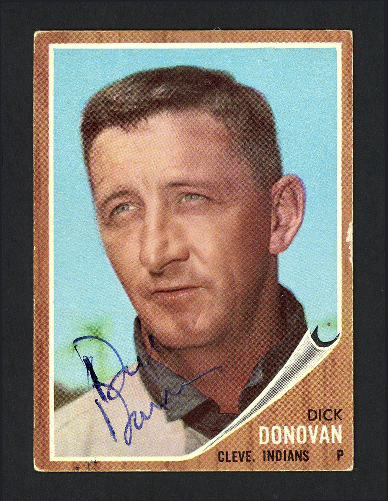 Dick Donovan Autographed 1962 Topps Card #15 Cleveland Indians SKU #164310 - RSA