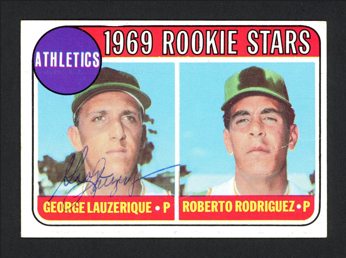 George Lauzerique Autographed 1969 Topps Rookie Card #358 Oakland A's SKU #162100 - RSA