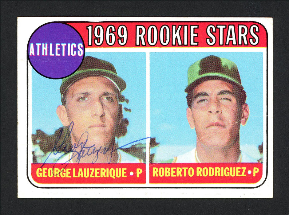 George Lauzerique Autographed 1969 Topps Rookie Card #358 Oakland A's SKU #162100 - RSA