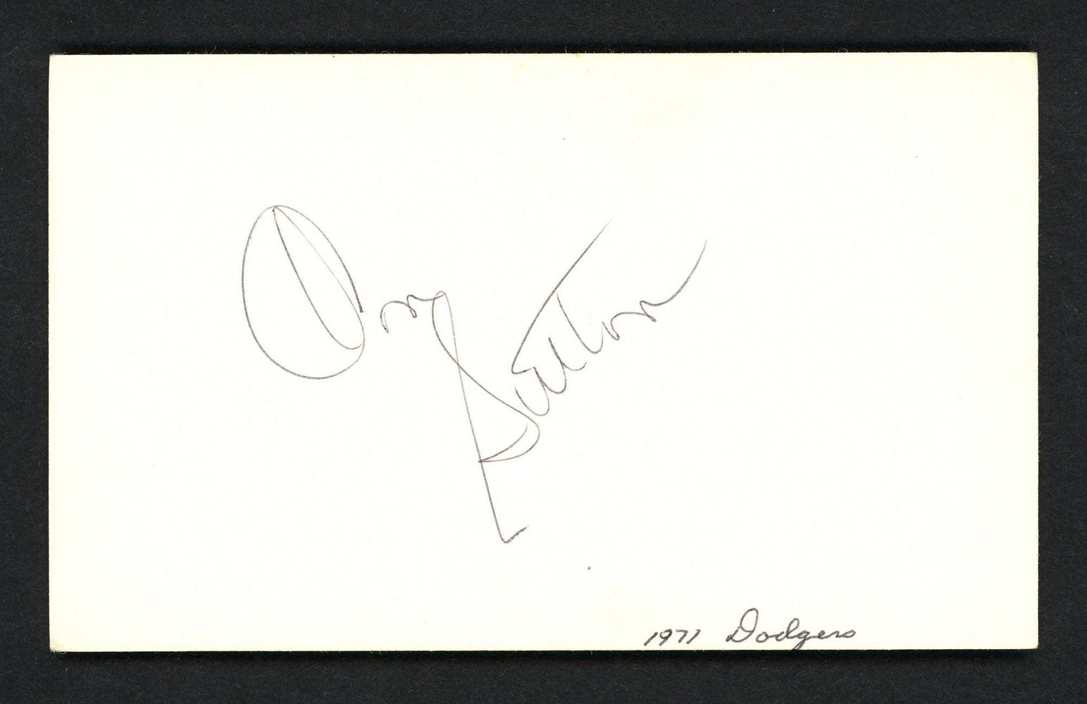 Don Sutton Autographed 3x5 Index Card Los Angeles Dodgers SKU #158262 - RSA