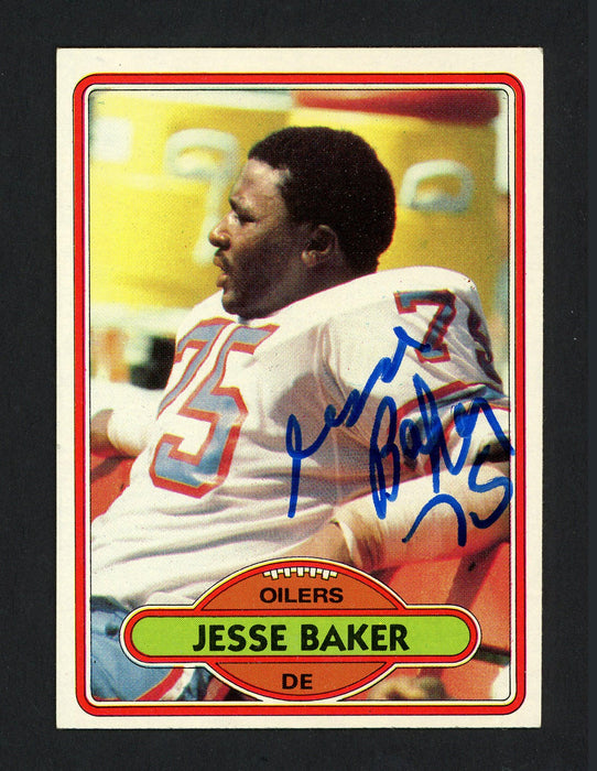 Jesse Baker Autographed 1980 Topps Rookie Card #100 Houston Oilers SKU #160201 - RSA