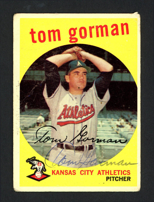 Tom Gorman Autographed 1959 Topps Card #449 Kansas City A's SKU #164383 - RSA