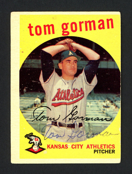 Tom Gorman Autographed 1959 Topps Card #449 Kansas City A's SKU #164384 - RSA